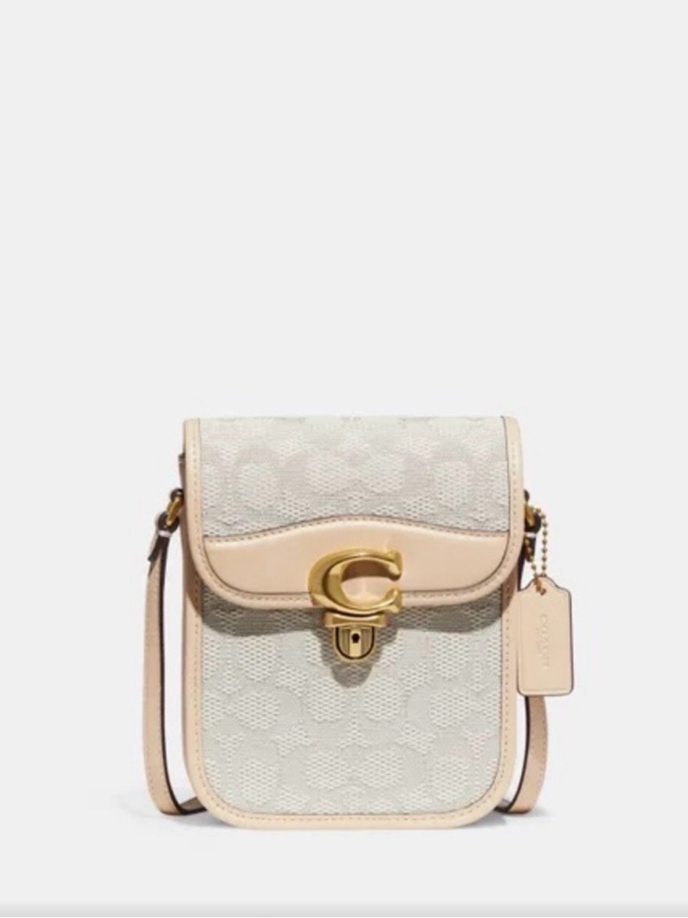 Coach Cream and Light Pink Signature Crossbody with Gold Hardware